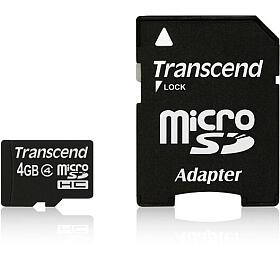 Transcend 4GB microSDHC (Class 4) pamov karta (s adaptrem) (TS4GUSDHC4)