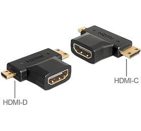 Delock adaptér HDMI-A samice > HDMI-C + HDMI-D samec (65446)