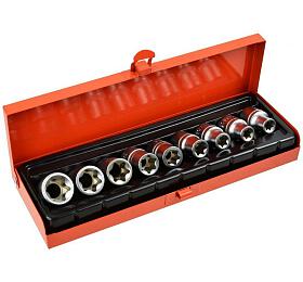 Sada hlavic torx, 9ks, E10-E24, 1/2" GEKO