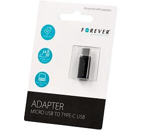 Adaptér Forever microUSB/USB-C (F/M) černý
