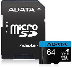 ADATA Premier 64GB microSDXC / UHS-I CLASS10 A1 / 85/25 MB/s / + adaptr (AUSDX64GUICL10A1-RA1)