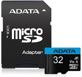 ADATA MicroSDHC 32GB UHS-I Class 10, A1&amp;nbsp;+ SD&amp;nbsp;adaptér