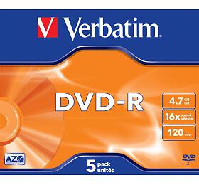 Disk Verbatim DVD-R 4,7GB, 16x, jewel box, 5ks