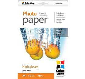 COLORWAY fotopapr/ high glossy 180g/m2, A4/ 50 kus (PG180050A4)