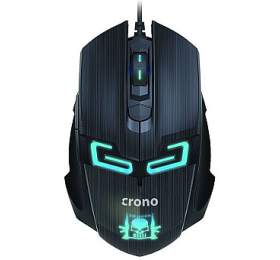 CRONO myš CM647/ gaming/ optická/ drátová/ 1600 dpi/ modré LED podsvícení/ 6 tlačítek/ USB/ černá