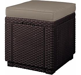 KETER CUBE taburet - hnědý + šedohnědá poduška