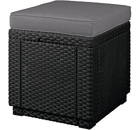KETER CUBE taburet - grafit + šedá poduška