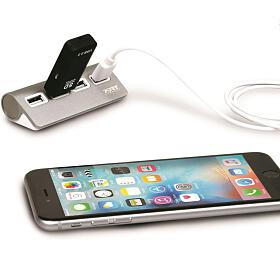 PORT CONNECT USB HUB, 4x USB 2.0, šedý (900120)
