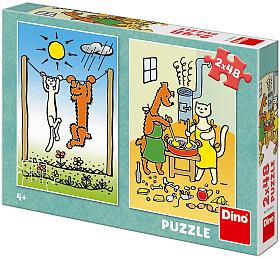 Puzzle Dino Pejsek a Koika, 2 x 48 dlk