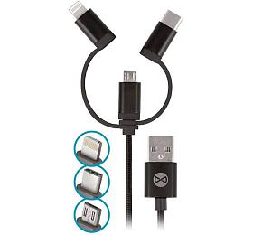 Kabel Forever 3v1 USB/microUSB, Lightning, USB-C 1m 1,5A ern