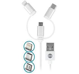 Kabel Forever 3v1 micro USB+Lightning+USB-C 1m 1,5A bílý