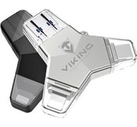 Viking USB Flash disk 3.0 4v1 s koncovkou Lightning/Micro USB/USB/USB-C, 32 GB, ern (VUFII32B)