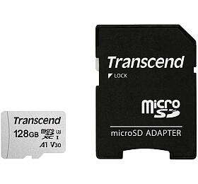 Transcend 128GB microSDXC 300S UHS-I U3 V30 A1 3D TLC (Class 10) pamov karta (s adaptrem), 95MB/s R, 40MB/s W (TS128GUSD300S-A)