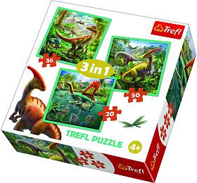 TREFL Puzzle 3v1 Svt Dinosaur 20x19,5cm v krabici 28x28x6cm