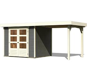 Devn domek KARIBU ASKOLA 4 + pstavek 240 cm (92070) terragrau LG1719