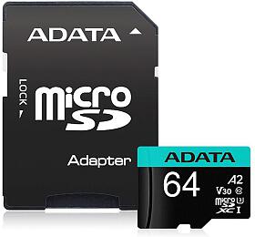 ADATA V30S/micro SDXC/64GB/UHS-I U3 / Class 10/+ Adaptr (AUSDX64GUI3V30SA2-RA1)