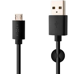 Datový a nabíjecí kabel FIXED s konektory USB/micro USB, 1 metr, černý