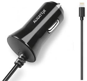 Nabíječka do auta ALIGATOR pro iPhone s lightning konektorem, 1A černá