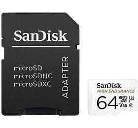 SanDisk MIcroSDXC karta 64GB High Endurance (R:100/W:40 MB/s, Class 10, U3 V30) + adaptr (SDSQQNR-064G-GN6IA)