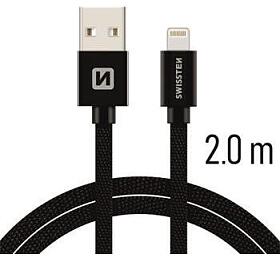 DATOVÝ KABEL SWISSTEN TEXTILE USB / LIGHTNING 2,0 M ČERNÝ