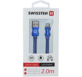 DATOVÝ KABEL SWISSTEN TEXTILE USB / LIGHTNING 2,0 M MODRÝ