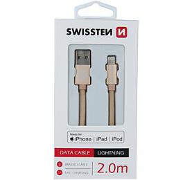 DATOV KABEL SWISSTEN TEXTILE USB / LIGHTNING MFi 2,0 M ZLAT