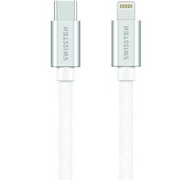 DATOVÝ KABEL SWISSTEN TEXTILE USB-C / LIGHTNING MFi 1,2 M STŘÍBRNÝ