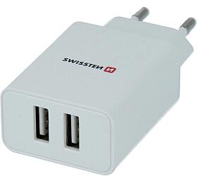 SWISSTEN SÍŤOVÝ ADAPTÉR SMART IC 2x USB 2,1A POWER BÍLÝ
