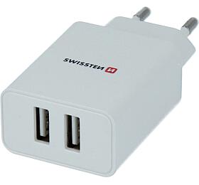SWISSTEN SÍŤOVÝ ADAPTÉR SMART IC 2x USB 2,1A POWER + DATOVÝ KABEL USB / MICRO USB 1,2 M BÍLÝ