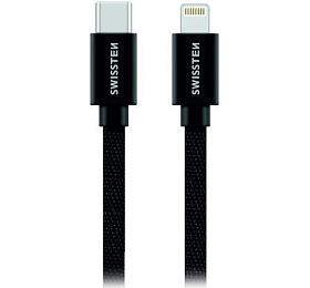 DATOVÝ KABEL SWISSTEN TEXTILE USB-C / LIGHTNING MFi 1,2 M ČERNÝ