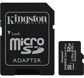 Paměťová karta KINGSTON Canvas Select Plus 32GB microSD vč. SD adaptéru (SDCS2/32GB)
