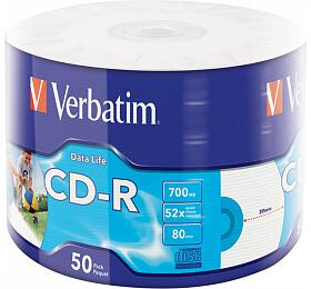 VERBATIM CD-R 700MB/ 52x/ 80min/ printable/ 50pack/ wrap (43794)