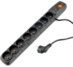 Přepěťová ochrana PREMIUMCORD Acar S8, 3m kabel, 8 zásuvek, černá