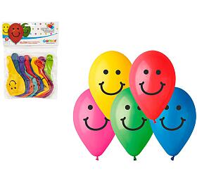 Smart Balloons Balonek/Balonky nafukovací 9&quot;&amp;nbsp;potisk Smile 10cm 10ks v&amp;nbsp;sáčku karneval
