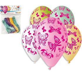 Smart Balloons Balonek/Balonky nafukovací motýl 12'' průměr 30cm 5ks v&amp;nbsp;sáčku