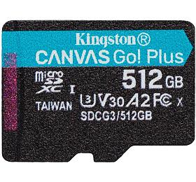 KINGSTON 512GB microSDXC Canvas Go! PLus 170R/100W U3 UHS-I V30 Card bez adapteru (SDCG3/512GBSP)