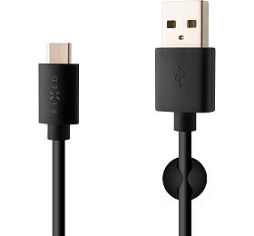Dlouhý datový a nabíjecí kabel FIXED s konektory USB/USB-C, USB 2.0, 2 metry, černý