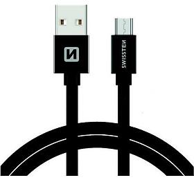 Textilní micro USB kabel SWISSTEN 71522201, 1,2 m, černý