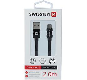 Textiln micro USB kabel SWISSTEN 71522301, 2,0 m, ern