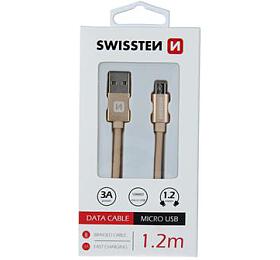 DATOVÝ KABEL SWISSTEN TEXTILE USB / MICRO USB 1,2 M ZLATÝ
