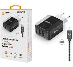 Aligator CD ALI MicroUSB 2xUSB výst. 3.4A, smart IC, černá
