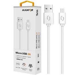 Datový kabel ALIGATOR 2A micro USB 1m, bílý