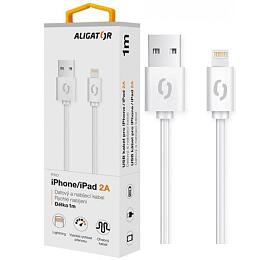 Datový kabel ALIGATOR 2A iPhone lightning 1m, bílý