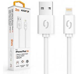 Datový kabel ALIGATOR 2A iPhone lightning 2m, bílý
