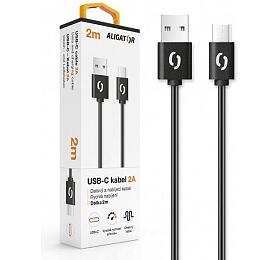 Datový kabel ALIGATOR 2A USB-C 2m, černý