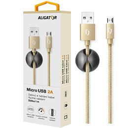 Datový kabel ALIGATOR PREMIUM 2A, Micro USB zlatý