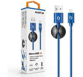 Datový kabel ALIGATOR PREMIUM 2A, Micro USB modrý