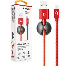 Datový kabel ALIGATOR PREMIUM 2A, Micro USB 2m červený