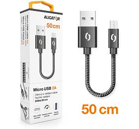 Datový kabel ALIGATOR PREMIUM 2A, Micro USB 50cm černý