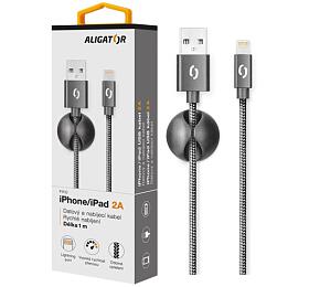 Datový kabel ALIGATOR PREMIUM 2A, Lightning černý